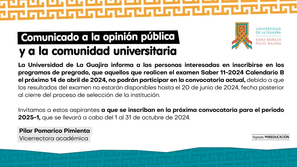 Comunicado a la opinión pública y a la comunidad universitaria.