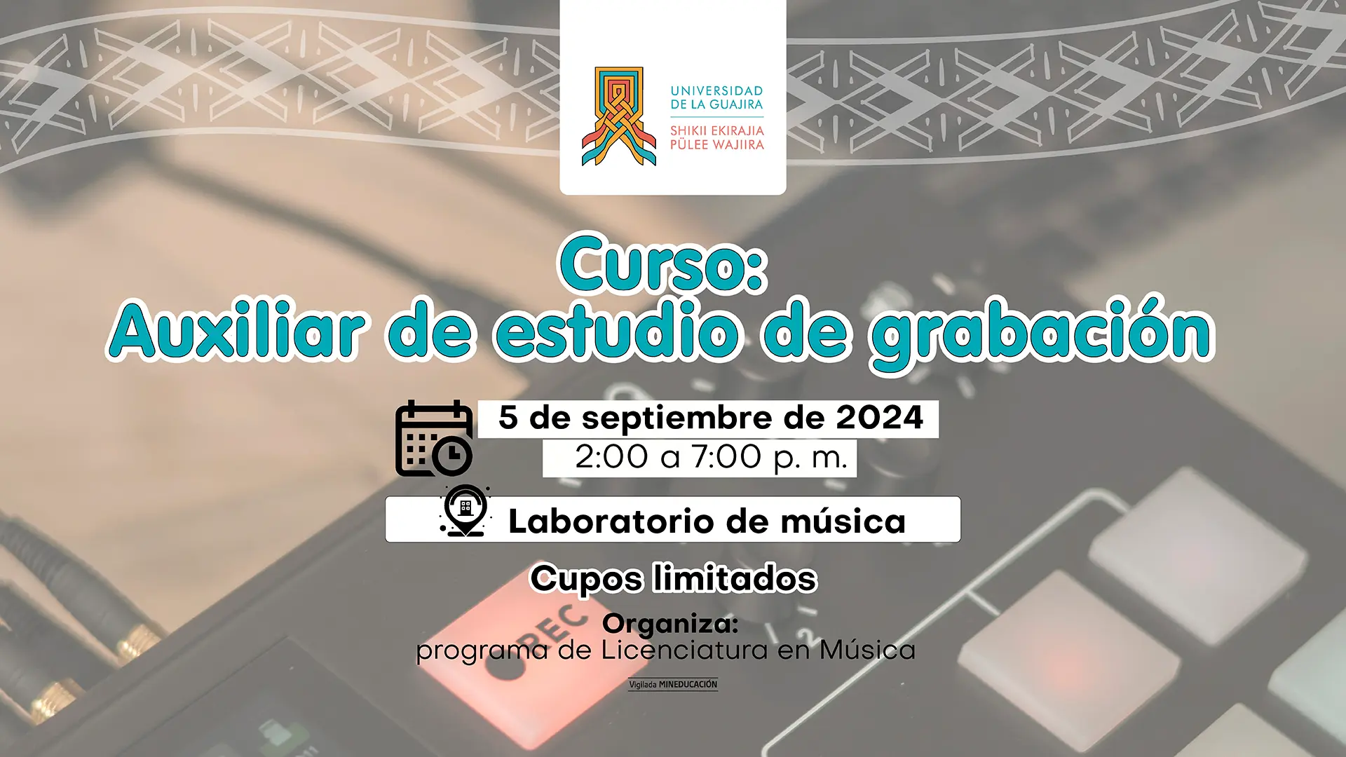 Curso de auxiliar de estudio de grabación