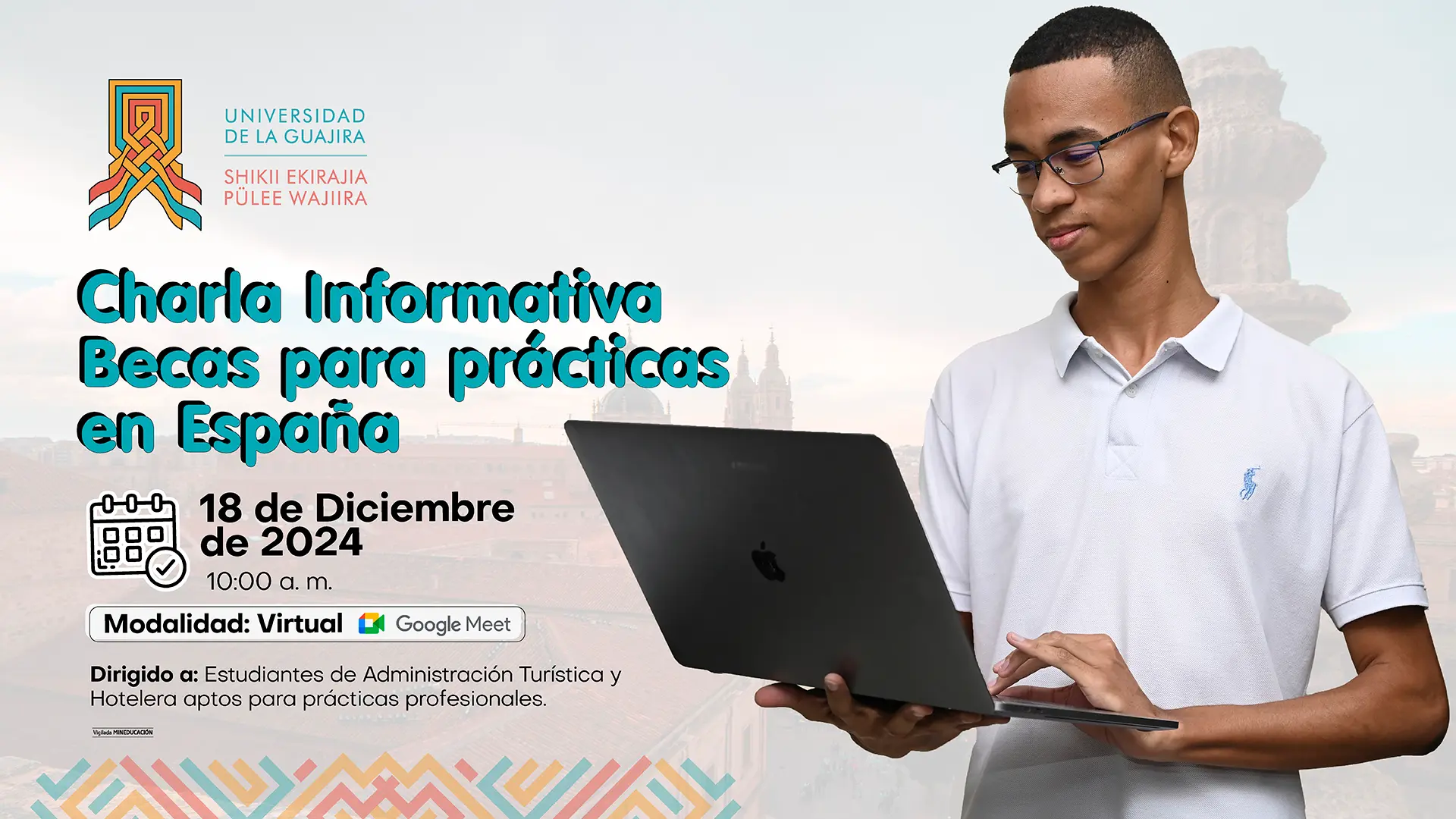 Charla informativa sobre becas de prácticas en España.