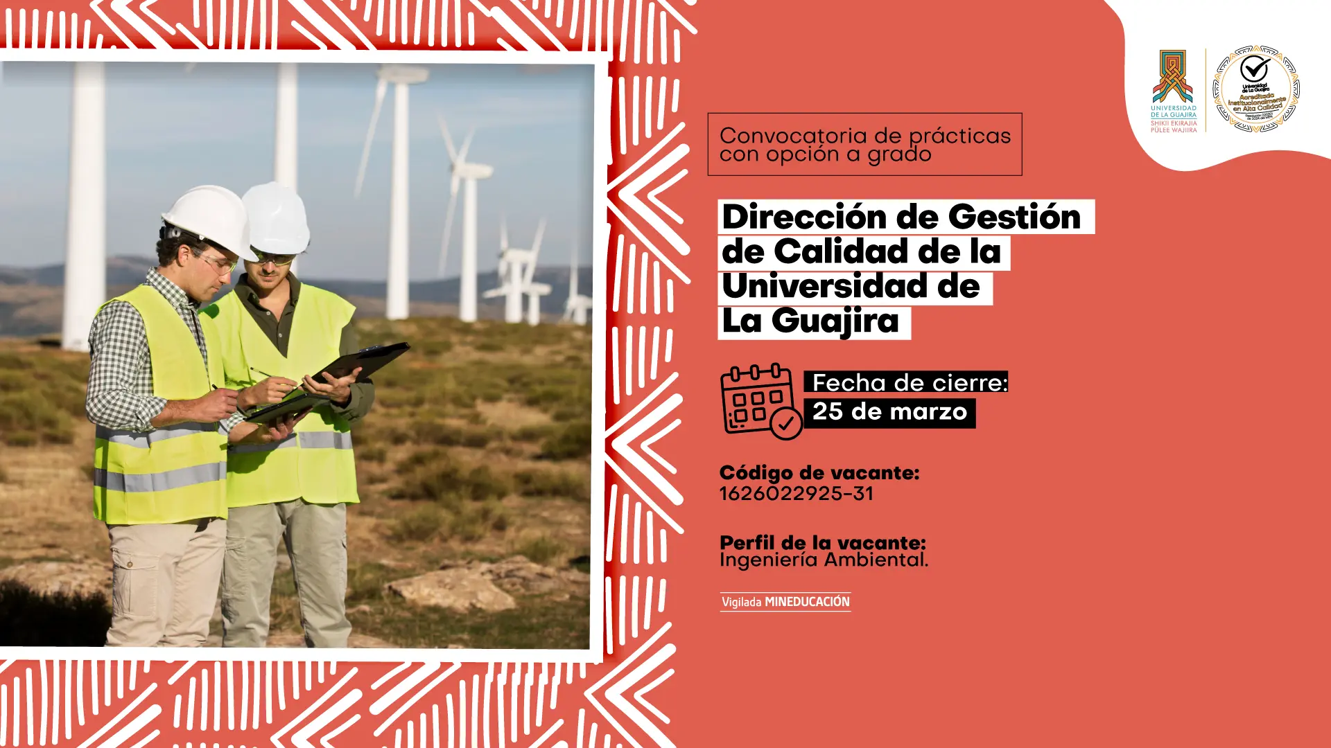 Prácticas Académicas con opción a grado – Dirección de Gestión de Calidad de la Universidad de La Guajira