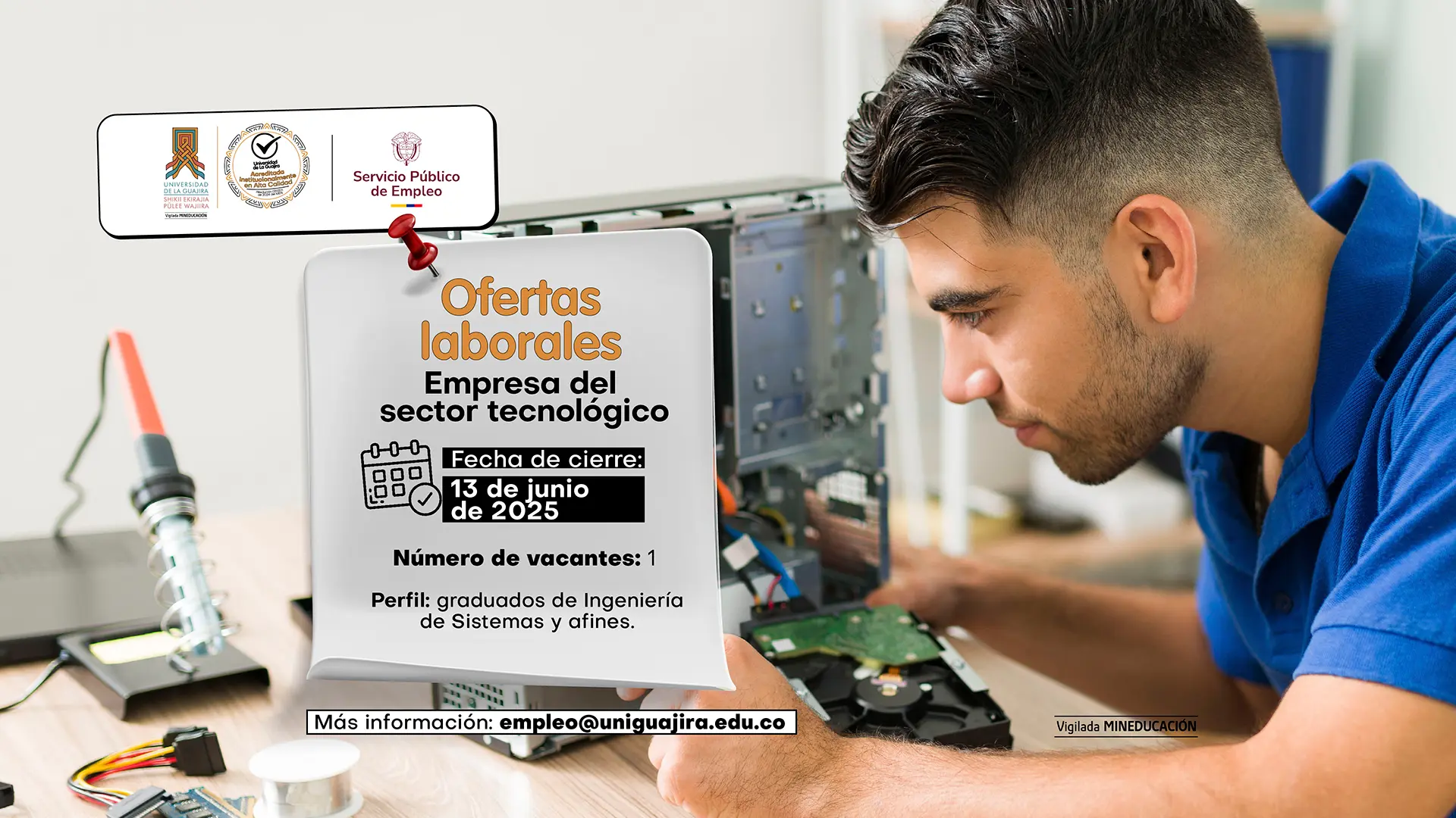 Vacante laboral: técnico en soporte de computadores, impresoras y celulares