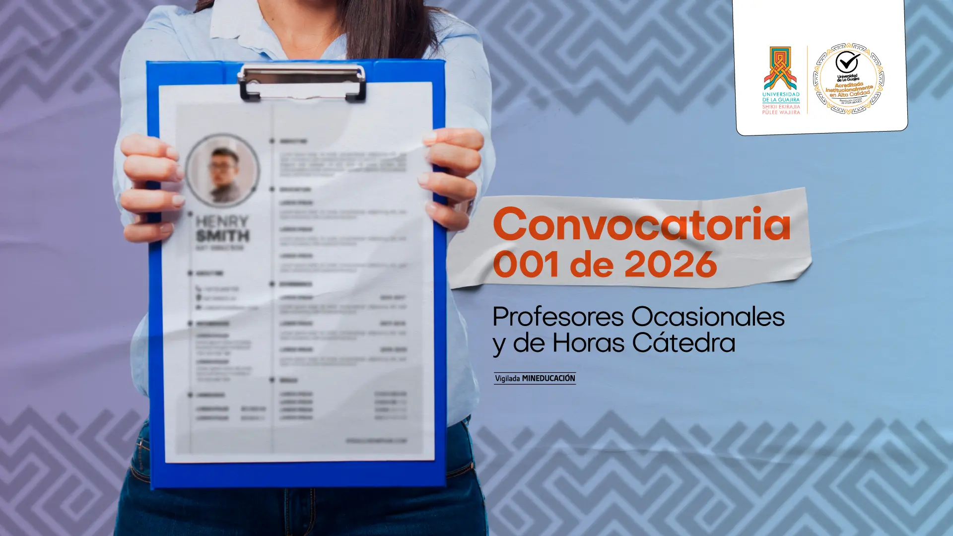 Anuncio de convocatoria para docentes en la Universidad de la Guajira, incluyendo información sobre el proceso de aplicación
