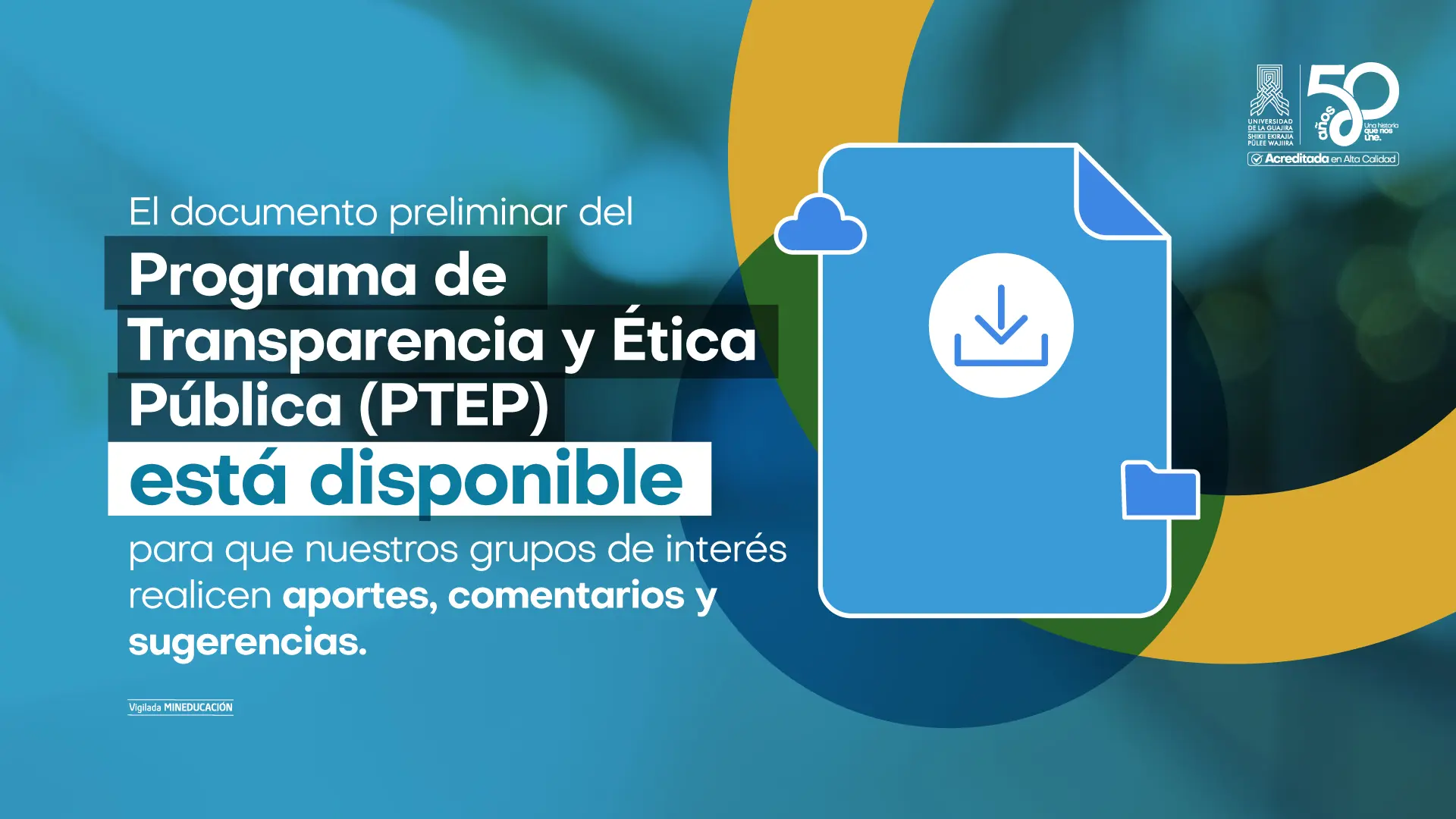 Diseño de banner web sobre el documento del programa de Transparencia y Ética Pública (PTEP).
